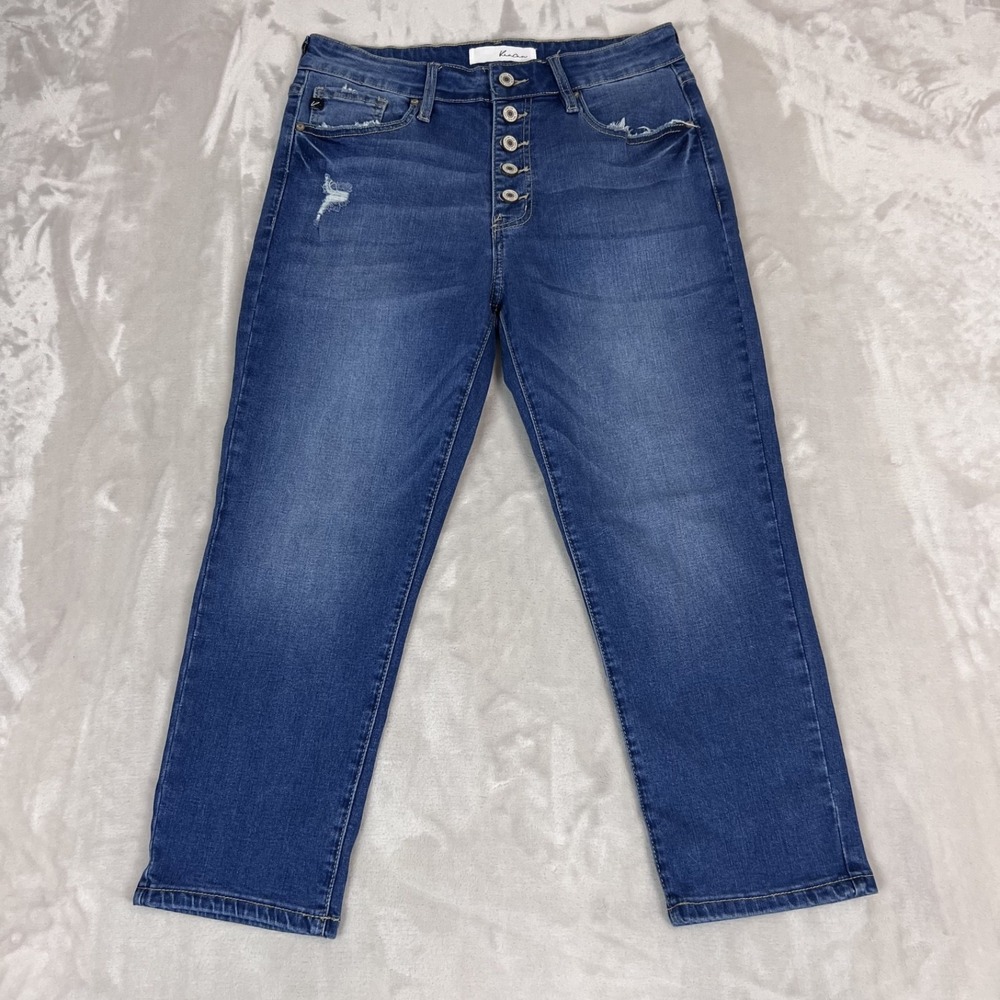 Kancan Jeans Womens 10 Capri Skinny Button Fly Distressed Y2K Everyday Casual
